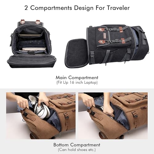 WITZMAN Travel Backpack for Men Women Carry-on Airline Approved - color: Black