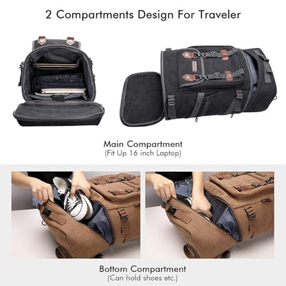 WITZMAN Travel Backpack for Men Women Carry-on Airline Approved - color: Black