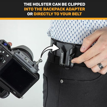 SPIDER HOLSTER – Clip-on Camera Holster and Camera Plate with Durable Stainless Steel Pin – Compatible with Any Belt - color: Spider X Holster + Plate