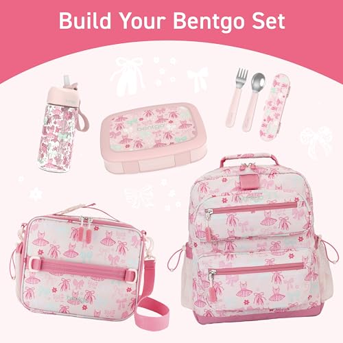 Bentgo Kids Water Bottle - Leak-Proof, Durable Tritan PFAS- & BPA-Free 15 fl oz, Kids/Toddlers Ages 3+ for School & Sports; Bite & Sip Spout, Carrying Handle, Dishwasher Safe (NEW Ballet & Bows) - color: Ballet and Bows