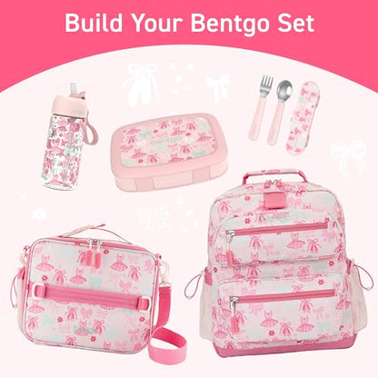 Bentgo Kids Water Bottle - Leak-Proof, Durable Tritan PFAS- & BPA-Free 15 fl oz, Kids/Toddlers Ages 3+ for School & Sports; Bite & Sip Spout, Carrying Handle, Dishwasher Safe (NEW Ballet & Bows) - color: Ballet and Bows