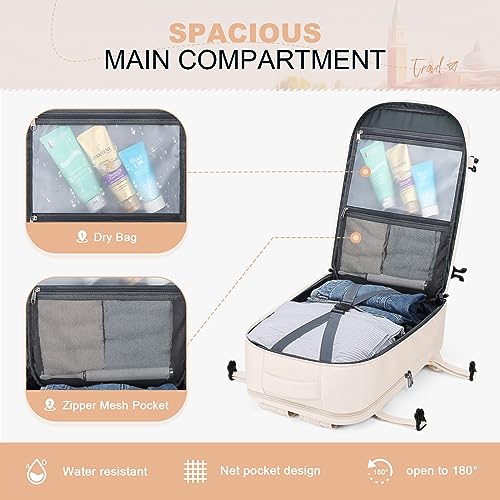 Maelstrom Travel Backpack for Men Women, 17.3" Laptop with Shoe Compartment (Beige, Large-Upgrade) - color: Beige, size: A.17.3 inch-Upgrade