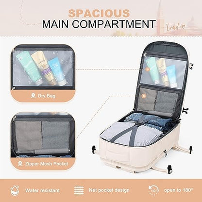Maelstrom Travel Backpack for Men Women, 17.3" Laptop with Shoe Compartment (Beige, Large-Upgrade) - color: Beige, size: A.17.3 inch-Upgrade