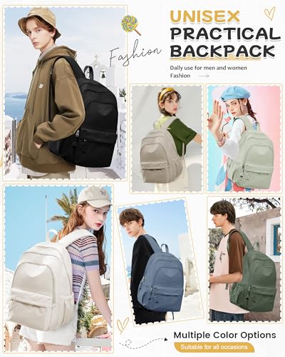 BJLFS Beige Backpack for School Women Girls, Waterproof Book bags Cute High School Backpacks for Men Teen Boys, Lightweight Travel College Backpack Mochilas Escolares para Daypack Ruckssack - color: A0-beige
