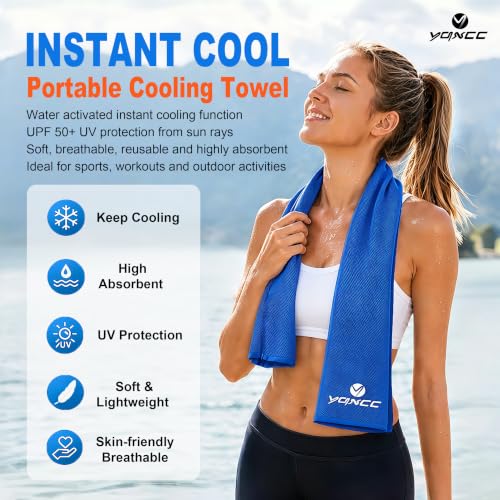 YQXCC 4 Pack Cooling Towels (47"x12"), Ice Cool Neck Towel, Soft Breathable Microfiber for Yoga, Golf, Gym, Running, Camping & Hot Weather - color: Dark Blue/Dark Gray/Rose Red/Green