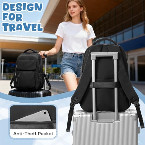 School Backpack for Women Men Lighweght Middle School Bookbag Casual Daypack Classic Collge High School Backpack Waterproof Travel Daypack - color: Black