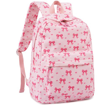 LEDAOU School Backpack for Teen Girls Elementary Middle School Bookbag Kids Backpacks Women Laptop Backpack Travel Daypack (Pink Bow Tie) - color: Pink Bow Tie