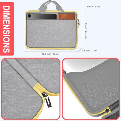 Hseok Laptop Case 13.3-14 inch Sleeve, TSA Computer Handbag Water-Resistant and Shockproof Bag Compatible with MacBook Pro/Neo 14", Mac Air/Pro 13.3" and 13"-14" Notebooks Chromebooks,Gray-Yellow - color: Light Gray-yellow