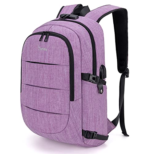 Tzowla Travel Laptop Backpack Water Resistant Anti-Theft Bag with Giant Tumbler Holder Pocket and Lock 15.6 Inch Computer Business Backpacks for Women Men Work College Gift,Casual Daypack(Purple) - color: A-purple, size: Standard 15.6inch