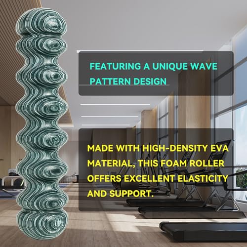 High-Density Foam Roller for Deep Muscle Massage of Legs & Back, Releases Muscle Pain, Pilates Fitness Yoga Pillar （Green Wave） - color: Green