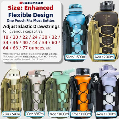 Molle Water Bottle Holder Pouch, 16-77oz Adjustable Capacity - color: Black, size: Enhanced