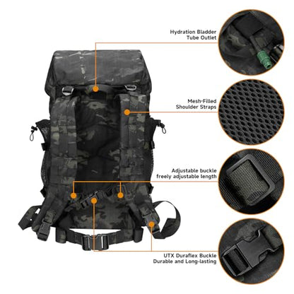 EXCELLENT ELITE SPANKER 40L Camping Hiking Backpack for Men and Women Tactical Military Backpack Large Rucksack for Outdoor Activities Travel Backpacking(MCB) - color: Multicam Black