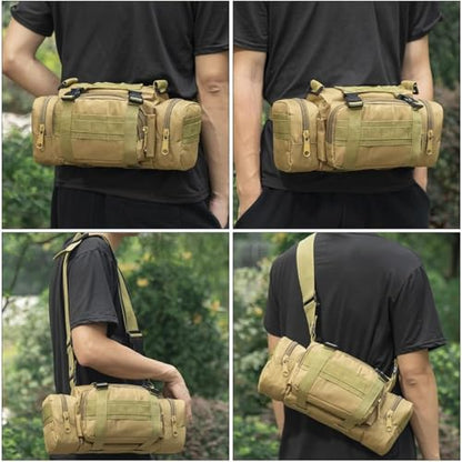 Deployment Bag Waist Tactical Pack Small Sling Pack Hand Carry Handlebar Bag (Black) - color: Black