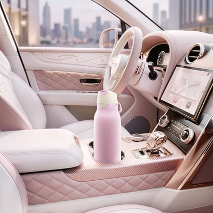 Meoky 24 oz Stainless Steel Slim Water Bottle: Leak Proof Locking Lid, 2-in-1 Straw and Spout, 24 Hours Cold, Top Handle, Fits in Car Cup Holder, Insulated Water Bottle for Backpack, Blush - color: Blush