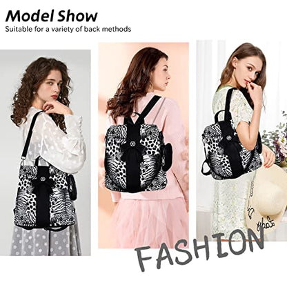 ZOCAI Backpack Purse for Women Fashion Backpack Purses PU Leather Daypacks Anti-Theft Shoulder Bag Satchel Purse - color: Black Leopard