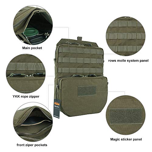 EXCELLENT ELITE SPANKER Tactical MOLLE Hydration Pack for 3L Hydration Water Bladder Molle Vest Accessory - color: Ranger Green
