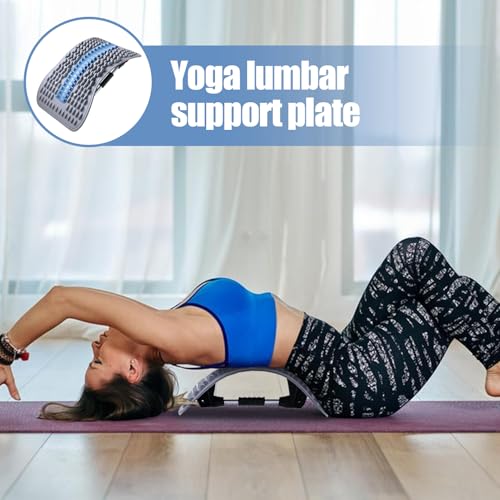 Back Stretcher - Adjustable Multi-Level Support, Ergonomic Arch Design, Muscle Relaxation Tool, Spine Alignment Device | Yoga Stretching Accessory with Pain Reliefs Function for Home, Offices Session - color: Blue