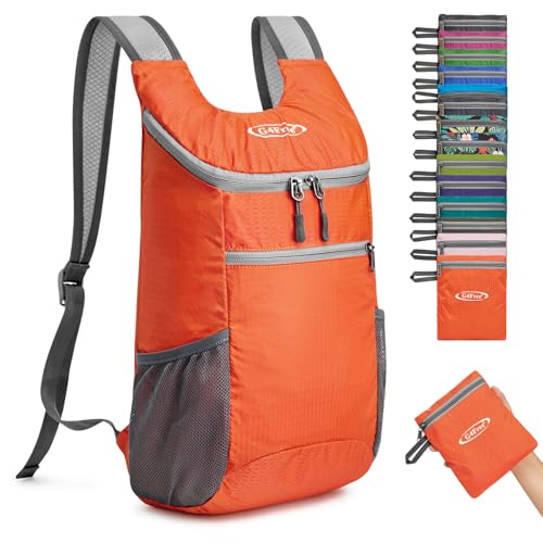 G4Free 11L Lightweight Packable Hiking Backpack, Nylon Small Foldable Daypack for Men Women, Mini Backpack Designed for Daily Hiking, Travel, Cycling - color: Orange, size: Small
