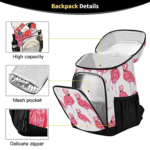Pink Flamingo Cooler Backpack 36 Cans Insulated Backpack Cooler Leak Proof Cooler Bag Lightweight Backpack for Lunch Camping Picnic Beach