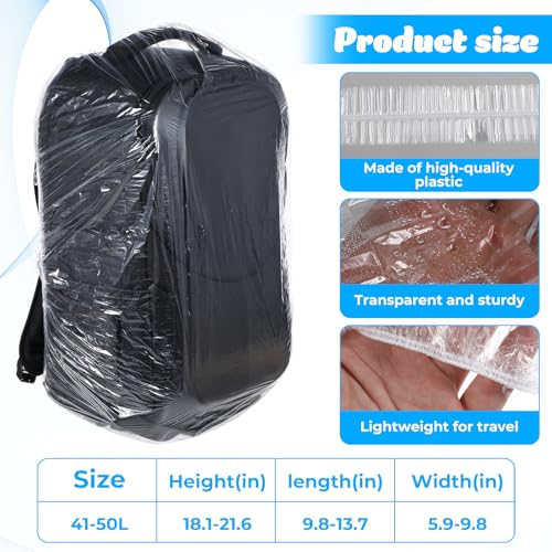 10 PCS Portable Elastic Waterproof Backpack Covers, 41L-50L Large Size Disposable Backpack Rain Cover Waterproof Outdoor Backpacks Pack Covers Protector Rain Cover for Camping Hiking Cycling Emergency