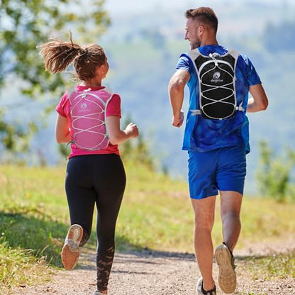 Lightweight Hydration Backpack with 2L Water Bladder for Men Women, Small Water Backpacks Running Vest for Hiking - color: Pink