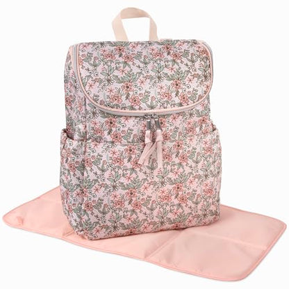 Multi-Function Floral Diaper Backpack and Travel Nappy Baby Bag with Changing Pad and Stroller Straps (Freshly Floral) - color: Freshly Floral