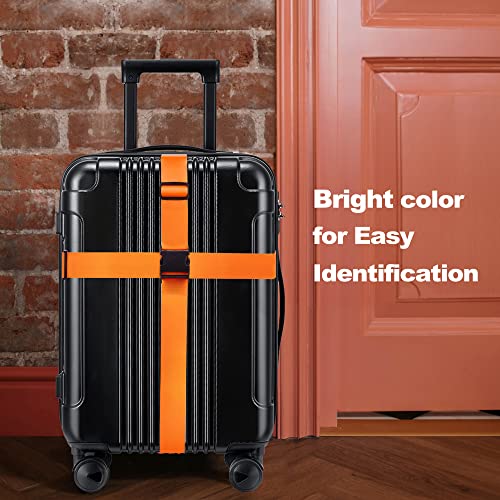 Luggage Straps for Suitcases TSA Approved Travel Belt 4 Pack by Chelmon(Orange) - color: Orange