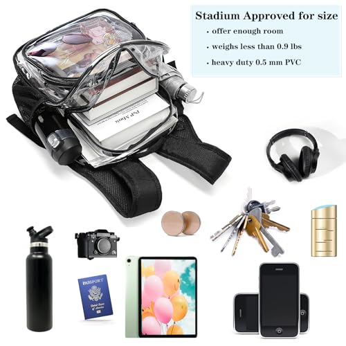 Clear Backpack Stadium Approved 12x12x6 Small Clear Backpack for Concert,Work,Festival,Security,Stadium - color: Brown