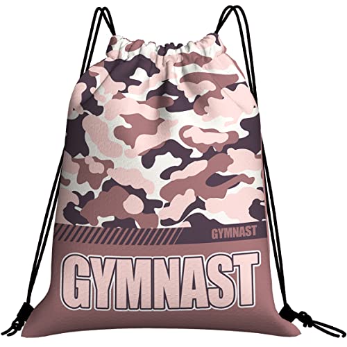 Drawstring Backpack Waterproof Gym Drawstring Bags Sports String Bag Camo Sackpack-Dusty Rose Gymnastics Drawstring Bag - color: Gymnastics Drawstring Bags-camo Dusty Rose