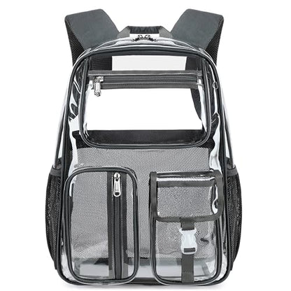 Cusangel Clear Dark Gray Backpack, Heavy Duty Men Clear BookBag,16inch TPU Large Capacity See Through Backpack for Sport Events,transparent plastic Travel,Work School,stadiums - color: Dark Gray