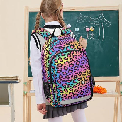 ALAZA Rainbow Leopard Print Neon Cheetah Laptop Backpack Purse for Women Men Travel Bag Casual Daypack with Compartment & Multiple Pockets - color: Leopard