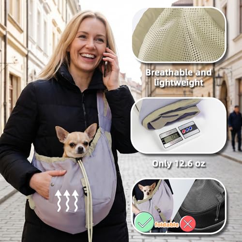 Dog Carrier Sling, Dog Carriers for Small Dogs Up to 20lbs, Purple - color: Purple