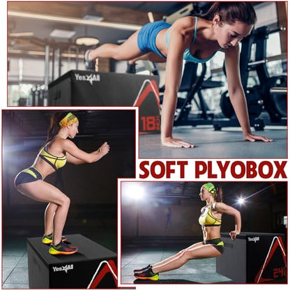 Yes4All Adjustable Soft Plyo Box, Jumping Trainer - For Plyometric Exercises and Conditioning, Multiple Height Variations - color: A. Black - 6"