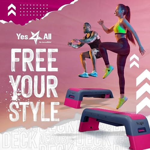 Yes4All Multifunctional Aerobic Deck - Versatile Fitness Station, Weight Bench, Aerobic Stepper, Plyometrics Box for Cardio Workouts and Strength Training - color: B.Red/Black