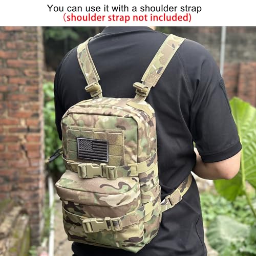 Tactical Mini Molle Hydration Pack,Molle Hydration Carrier with US Flag Water Resistant,Hydropack for Tactical Vest Backpack - style: Cp+bladder