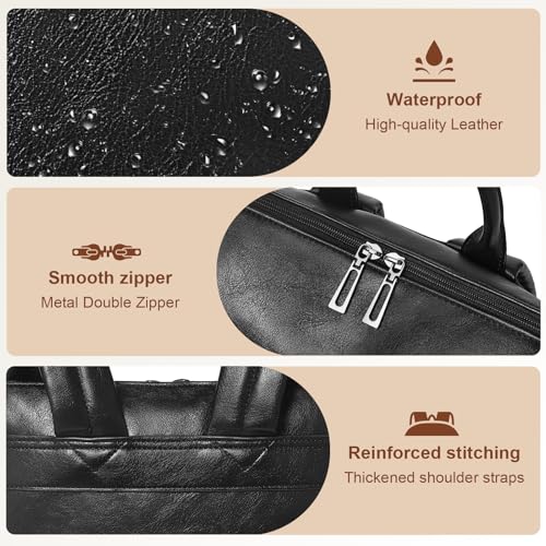 Shrrie Laptop Backpack for Women 15.6 inch,Travel Leather Backpack Purse Nurse Teacher Carry on Backpack Computer Bag,Professional Water-Resistant College Business Work Casual Daypack,Black - color: Black01