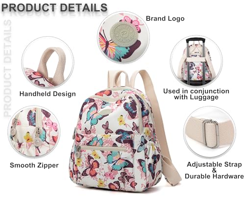 Pealwel Mini Backpack Purse for Women,Small Nylon backpacks for Ladies Backpacks Women Anti Theft Travel Bag (Butterfly) - color: Butterfly