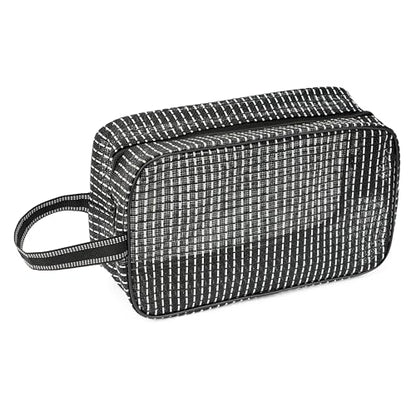 REDSINDA Mesh Shower Caddy Bag for Bathroom Gym Camping Portable Travel Mesh Toiletry Bag for Women Men - color: Standard Black with White Stripes