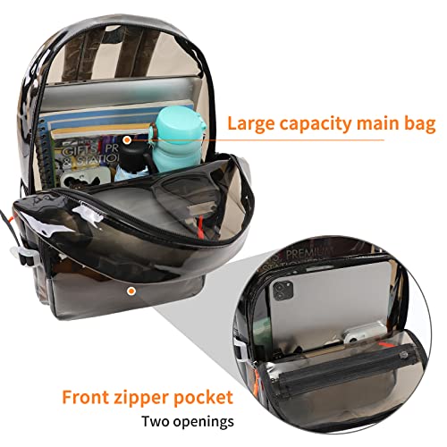 TINYAT Heavy Duty Clear backpack - See Through Transparent Daypack - color: Black
