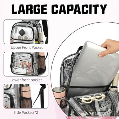 Clear Backpacks for Girls Women, Heavy Duty PVC Transparent Back Pack See Through Boys Kids Clear Bookbags for School Black - color: Black