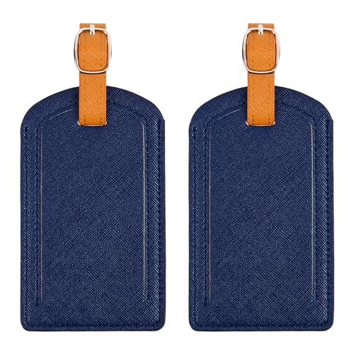 Premium Colored Luggage Tags for Luggage, Travel Bags and Suitcases by Adventure Goods- Navy Blue (Pack of 2) - color: Navy Blue