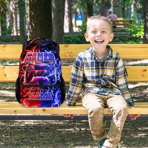 UNIKITTY Gamer School Backpack for Boys Personalized Gaming Bookbag, 17 Inch Large Capacity Custom Video Game Bookbag with Pockets for Kids Teens Students - color: Multicolor