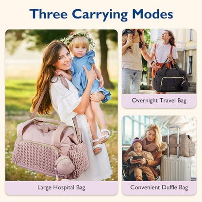 mommore Diaper Bag Tote, Large Capacity Travel Diaper bags, Hospital Bag for Labor Delivery, Baby Bag with Pacifier Case | Hospital Bag - color: Pink