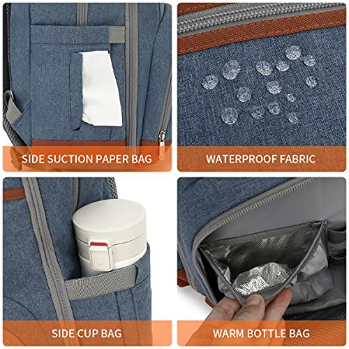 Diaper Bag Backpack, Large Baby Nappy Bags with Portable Changing Pad for Boys and GirlsMultifunction Travel Baby Bag for Moms Dads, Shower Gifts Waterproof and Stylish，Deep Blue - color: Deep Blue