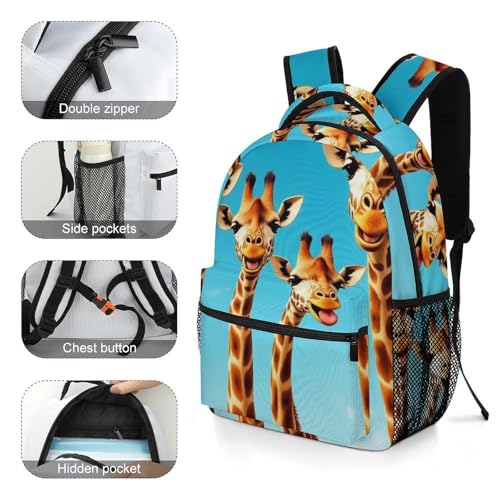 Mens Portable Backpack with Side Pocket Lightweight Laptop Backpack Giraffe Selfie Book Bag Casual Daypack for Office Travel Hiking - color: Color(535)