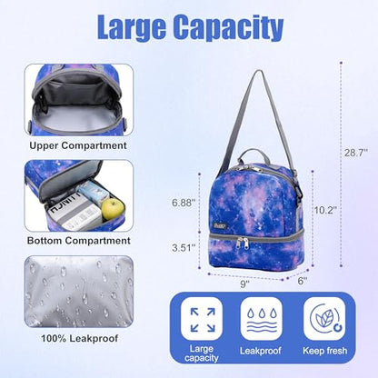 NEW TILAMI 19 Inch Rolling Backpack with Lunch Bag for Girls Boys Wheeled Laptop Backpack Durable Carry-on Bag School Travel, Star Violet - color: Purple Star Violet