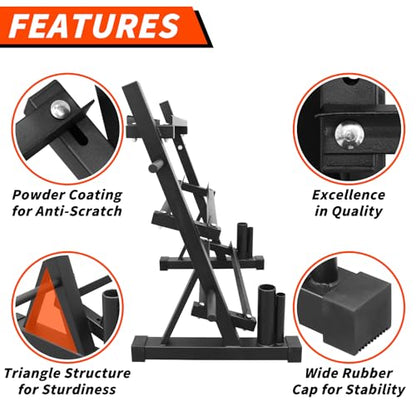 PENSUN Dumbbell Rack – 3 Tier Adjustable Weight Storage Stand with Side Barbell Plate Holder – Multi Purpose Home Gym Organizer for Dumbbells, Kettlebells, Barbell - color: Standard - 1200 LBS