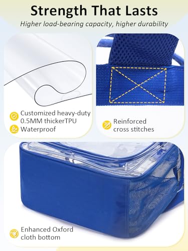Clear Backpack Heavy Duty With A TSA Lock, 18 Inch Large Clear Back pack, Transparent See Through Bookbag for College, Work, Travel, Sport- Blue - color: Blue