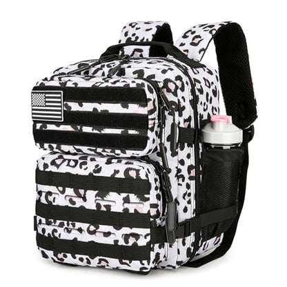 9L Mini Tactical Backpack for Men and Women Tactical Backpack Small for Hiking Small Tactical Bag Fitness Pack - color: White Leopard