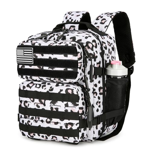 9L Mini Tactical Backpack for Men and Women Tactical Backpack Small for Hiking Small Tactical Bag Fitness Pack - color: White Leopard
